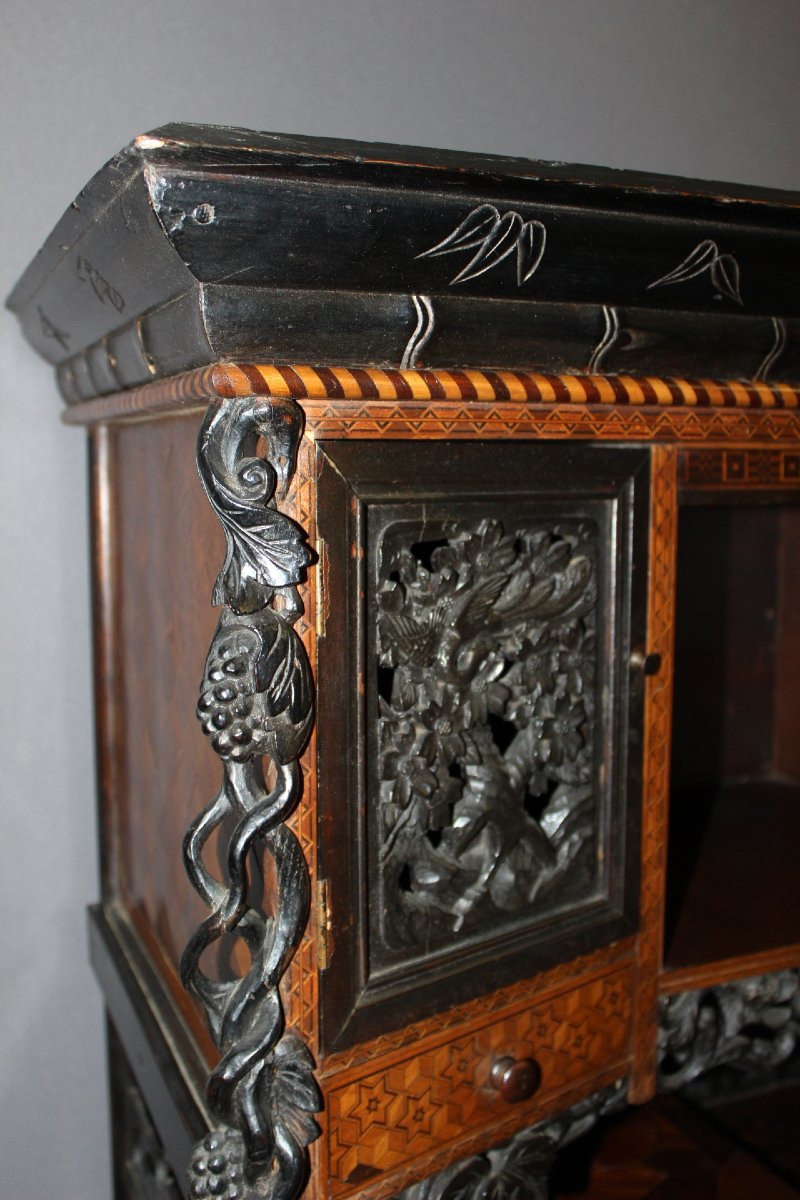 Japanese Marquetry Cabinet, Late 19th Century-photo-8