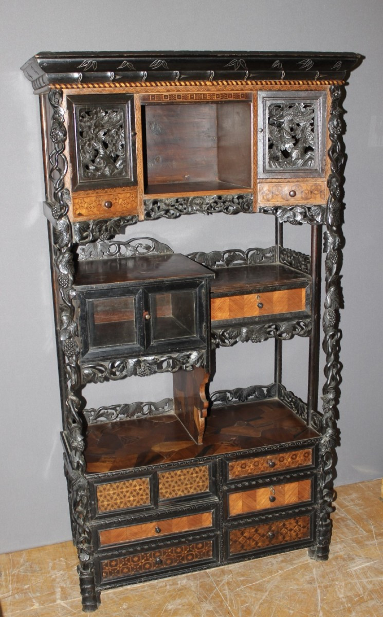 Japanese Marquetry Cabinet, Late 19th Century
