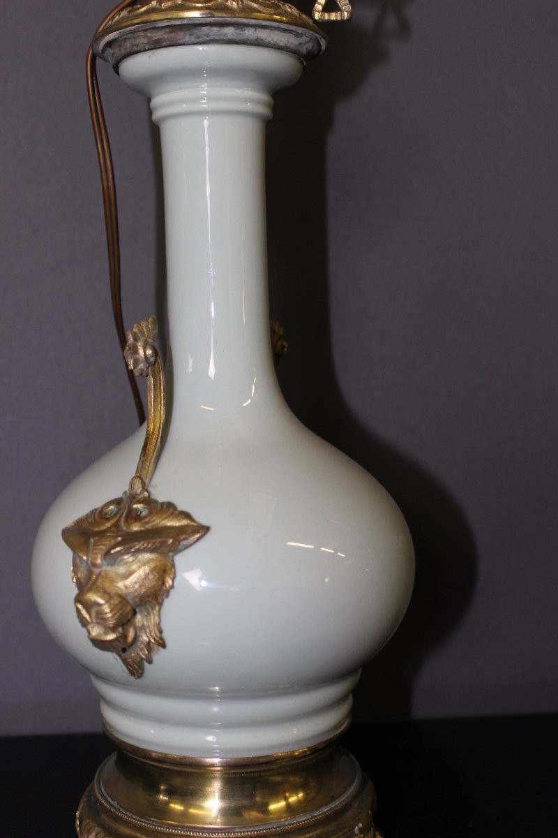 Pair Of Porcelain And Bronze Oil Lamps From The Late 19th Century-photo-4