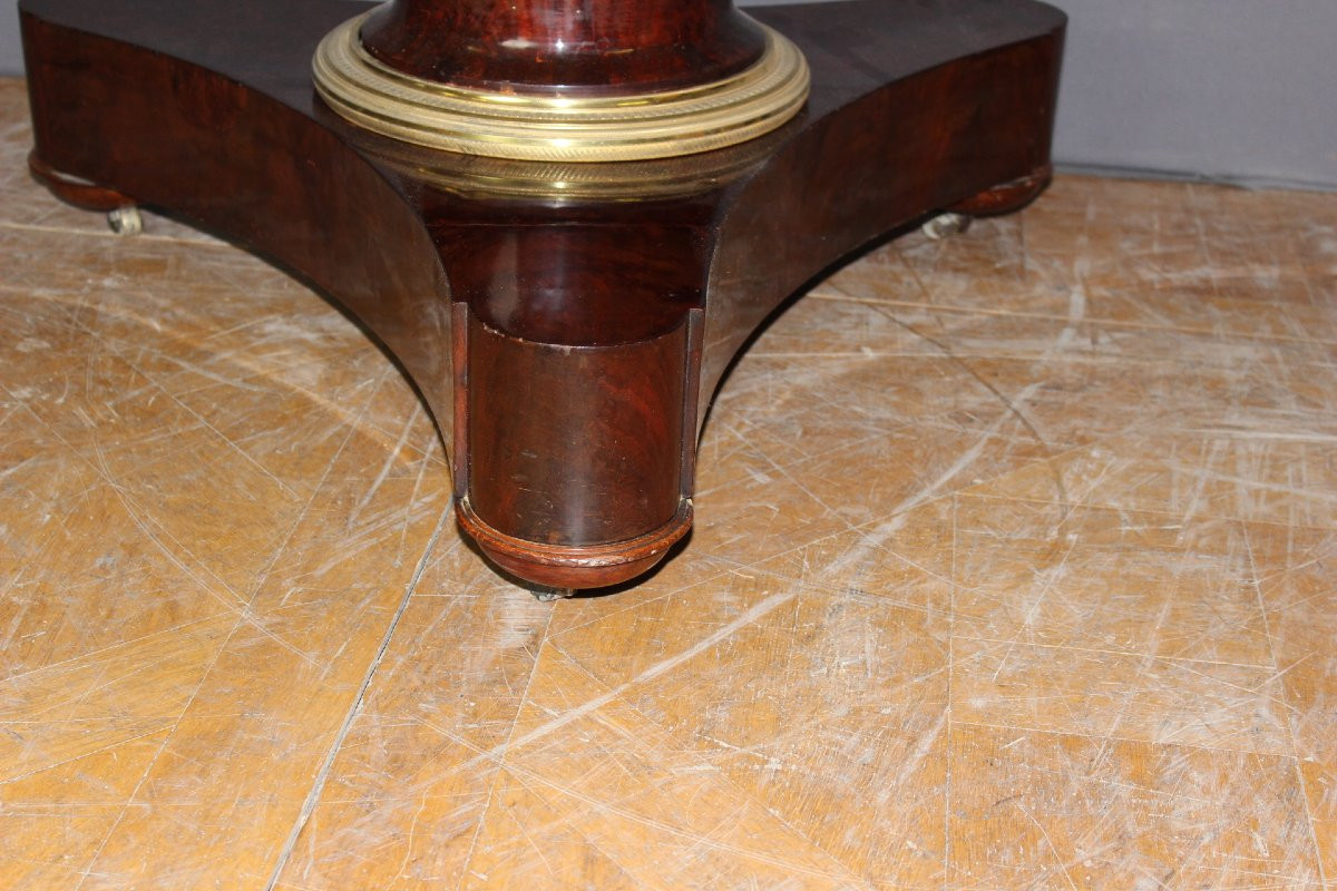 Empire Period Pedestal Table In Mahogany And Gilded Bronze 19th Century-photo-1