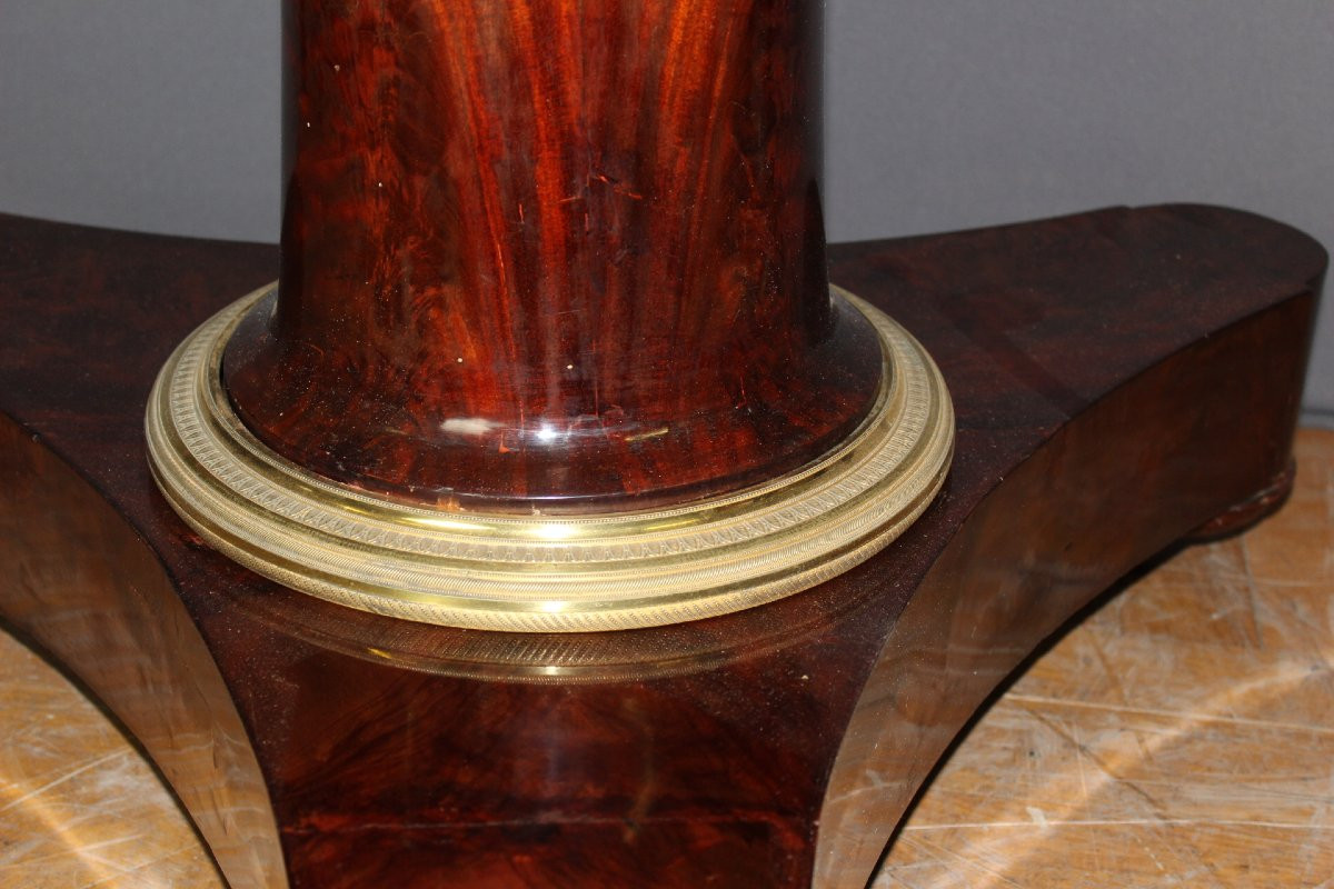 Empire Period Pedestal Table In Mahogany And Gilded Bronze 19th Century-photo-2
