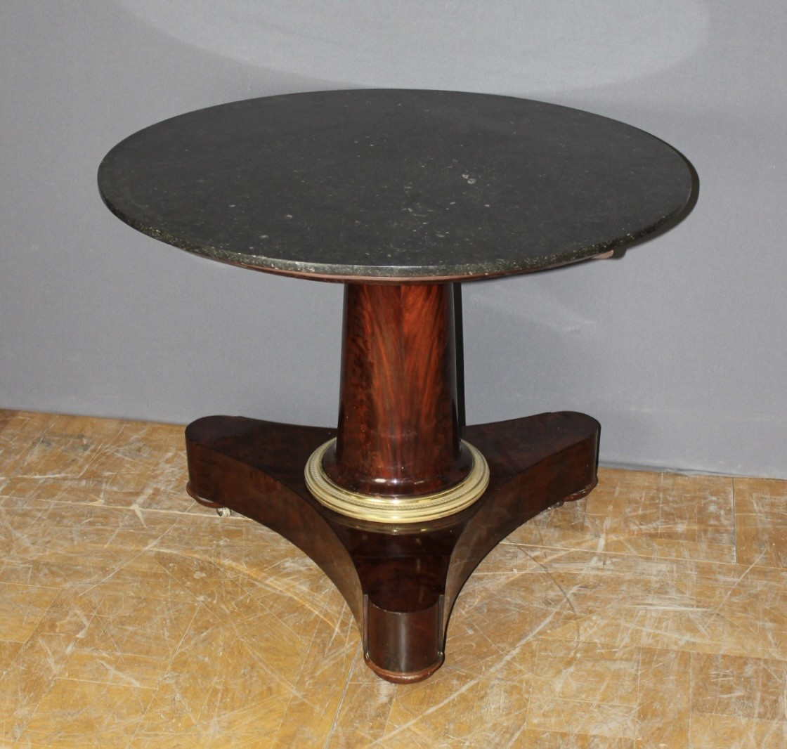 Empire Period Pedestal Table In Mahogany And Gilded Bronze 19th Century