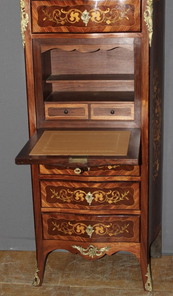 Louis XV Style Secretary Stamped A. Monin, Late 19th Century -photo-4