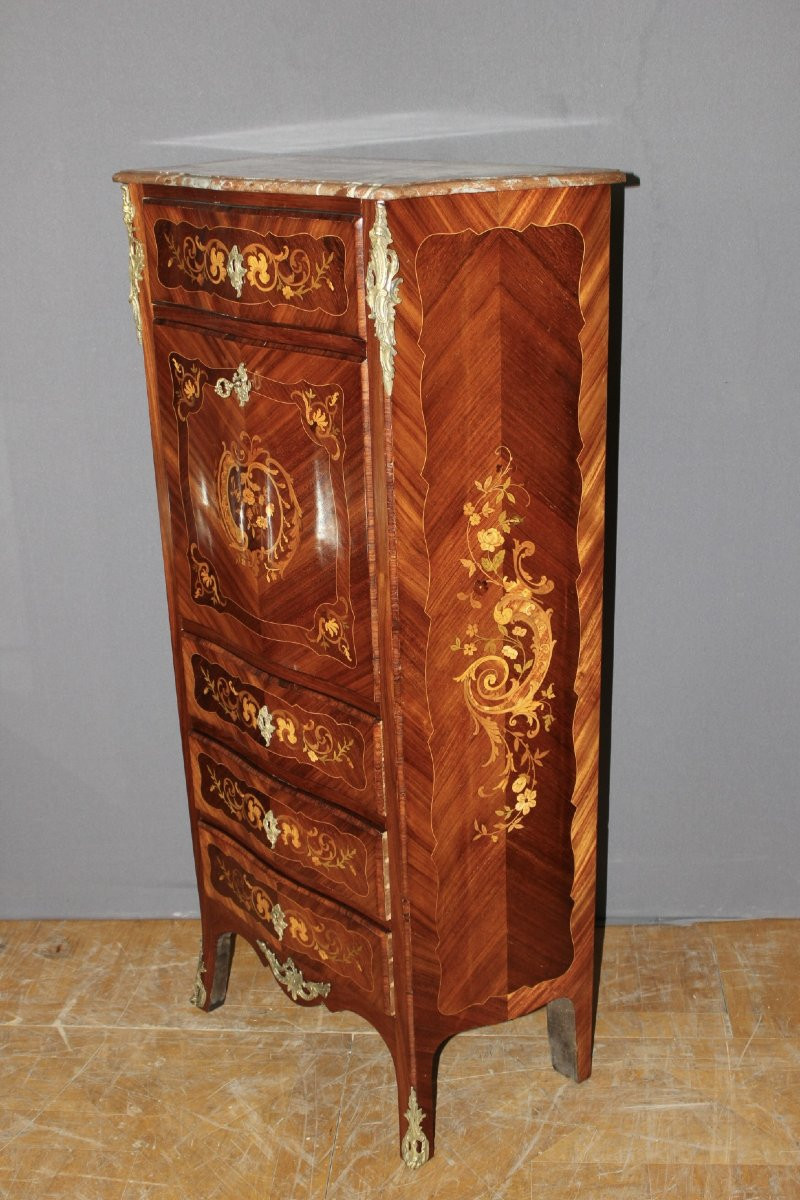 Louis XV Style Secretary Stamped A. Monin, Late 19th Century -photo-2