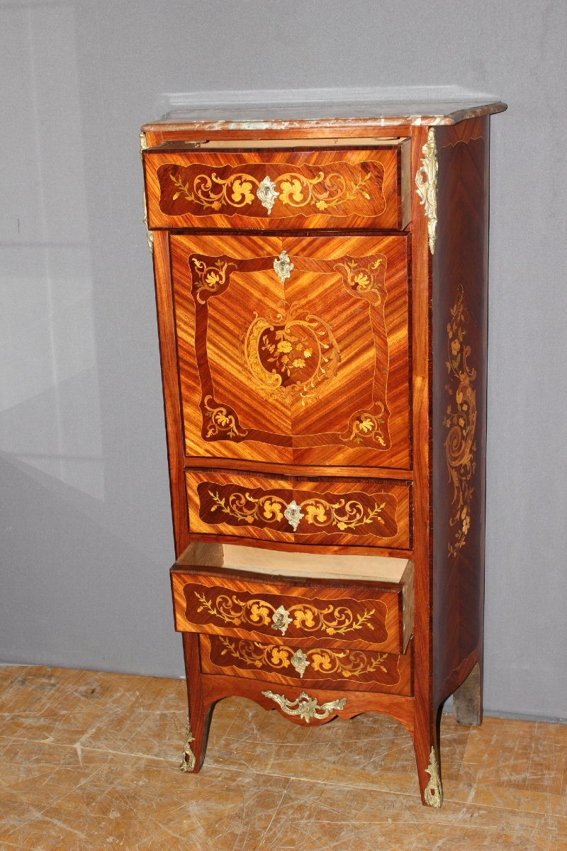 Louis XV Style Secretary Stamped A. Monin, Late 19th Century -photo-3