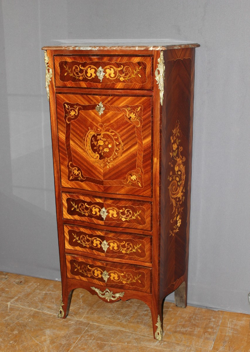 Louis XV Style Secretary Stamped A. Monin, Late 19th Century 