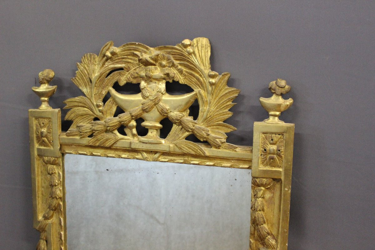 Louis XVI Mirror In Gilded Wood 18th Century-photo-2