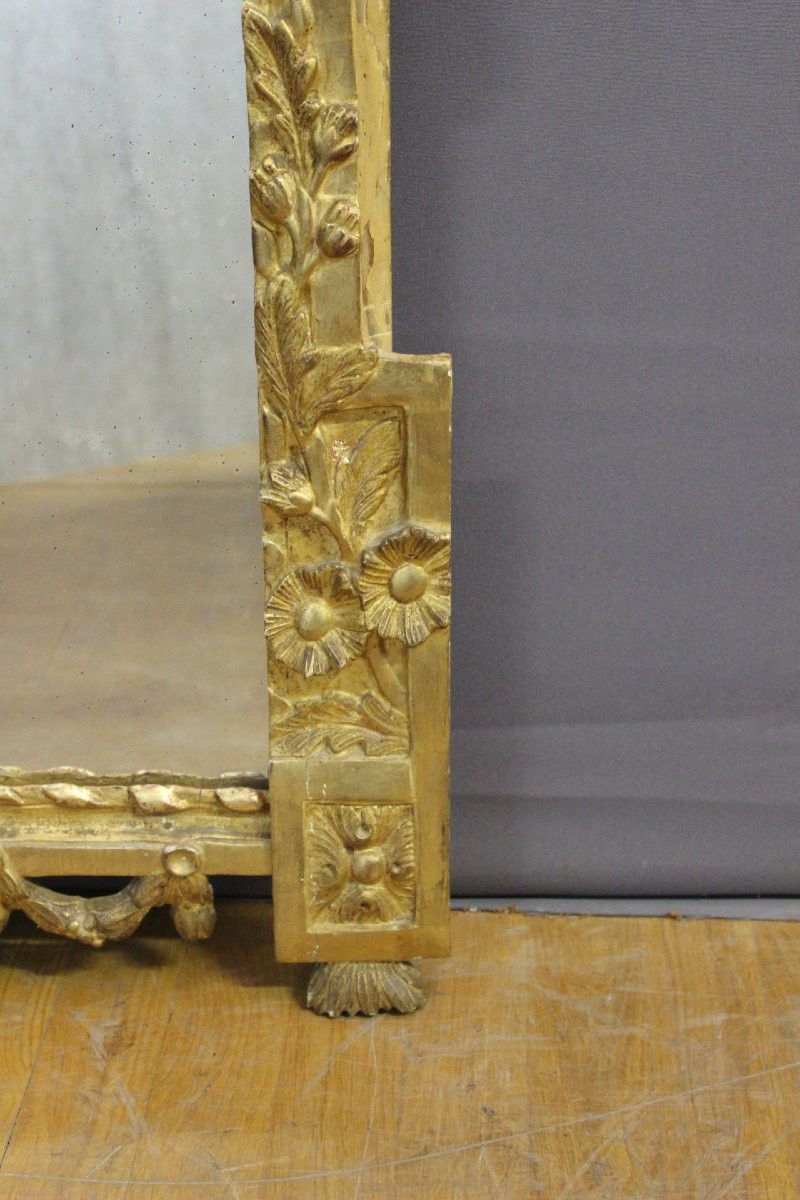 Louis XVI Mirror In Gilded Wood 18th Century-photo-3