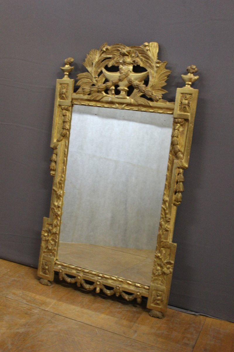 Louis XVI Mirror In Gilded Wood 18th Century-photo-5