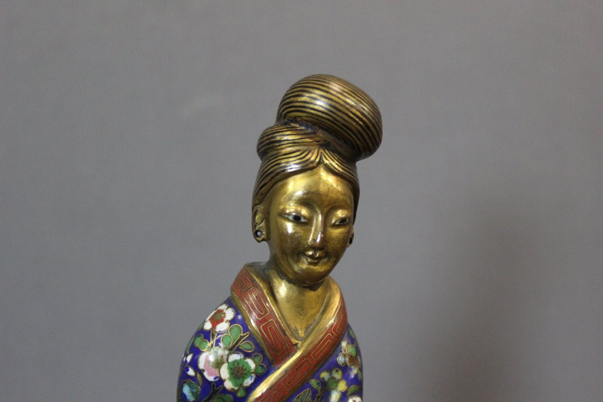 Cloisonné représentant une femme chinoise XX -photo-2