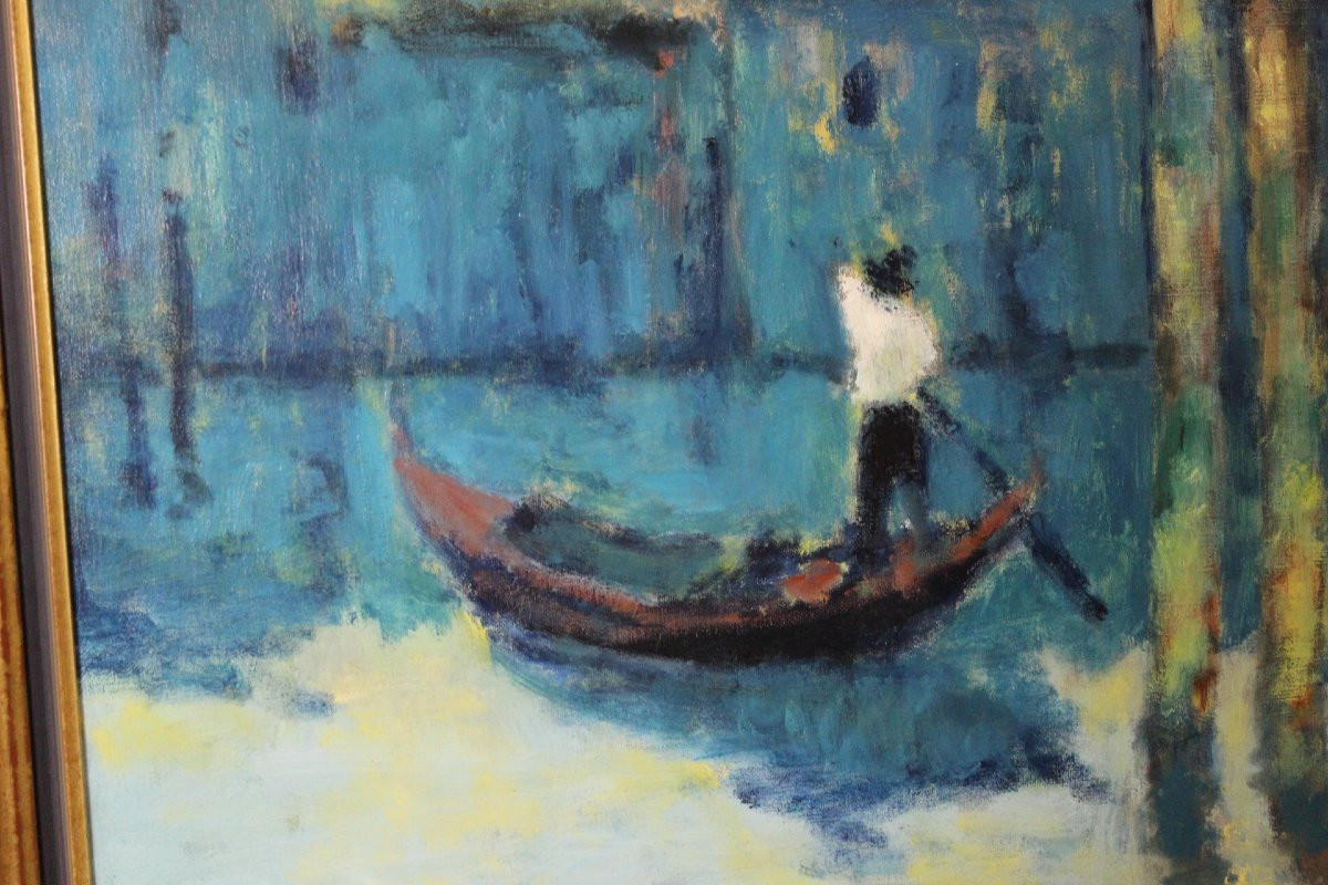 Huile sur toile "Le Gondolier" par Raguz Secko -photo-4