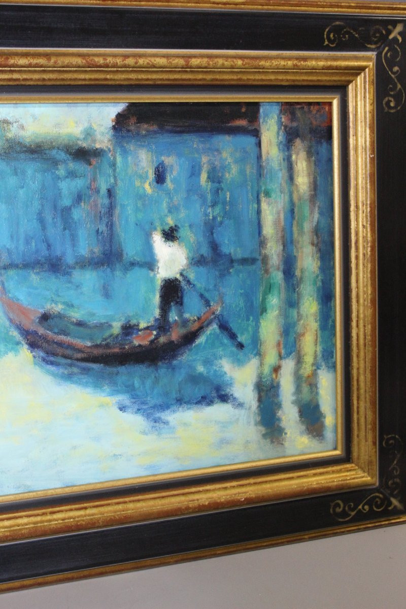 Huile sur toile "Le Gondolier" par Raguz Secko -photo-2