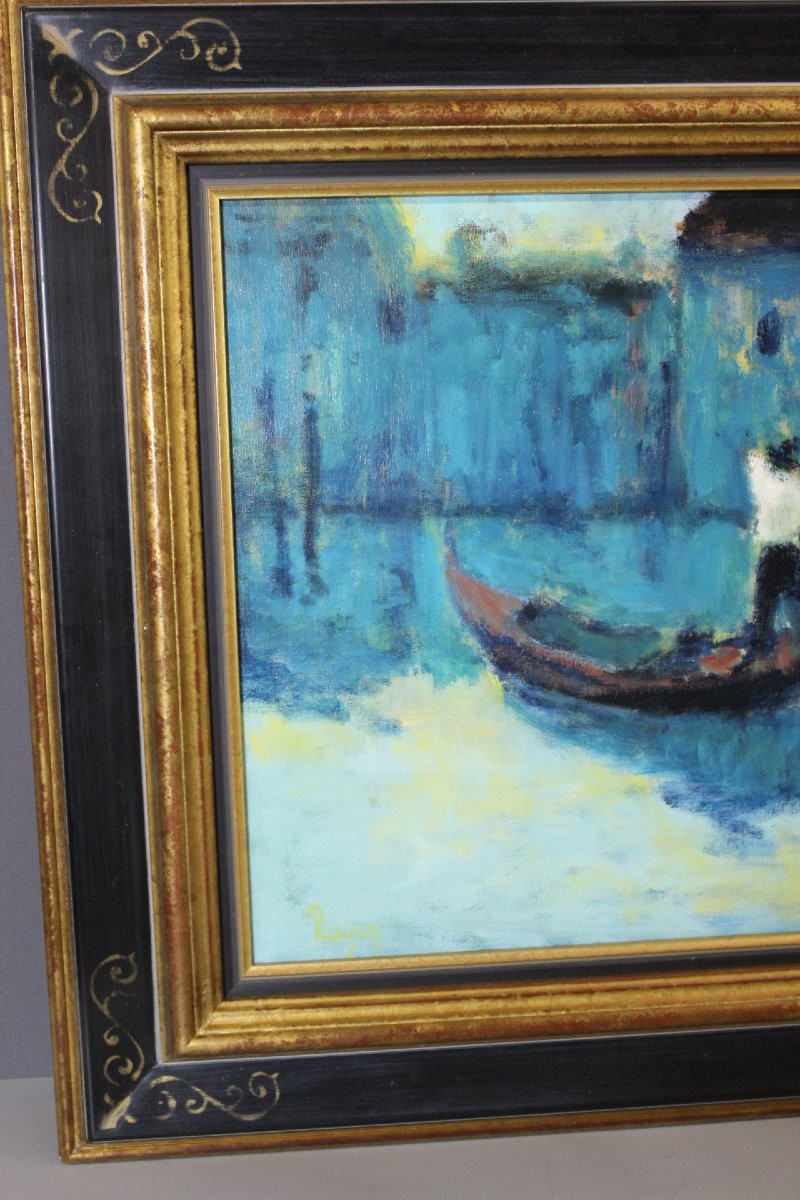 Huile sur toile "Le Gondolier" par Raguz Secko -photo-3