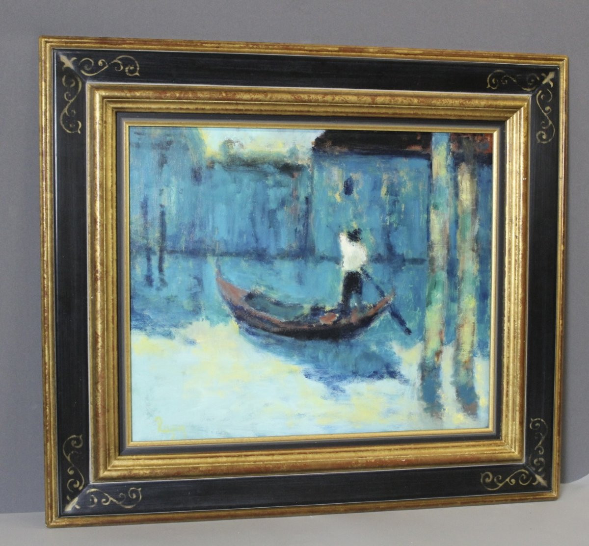 Huile sur toile "Le Gondolier" par Raguz Secko -photo-6