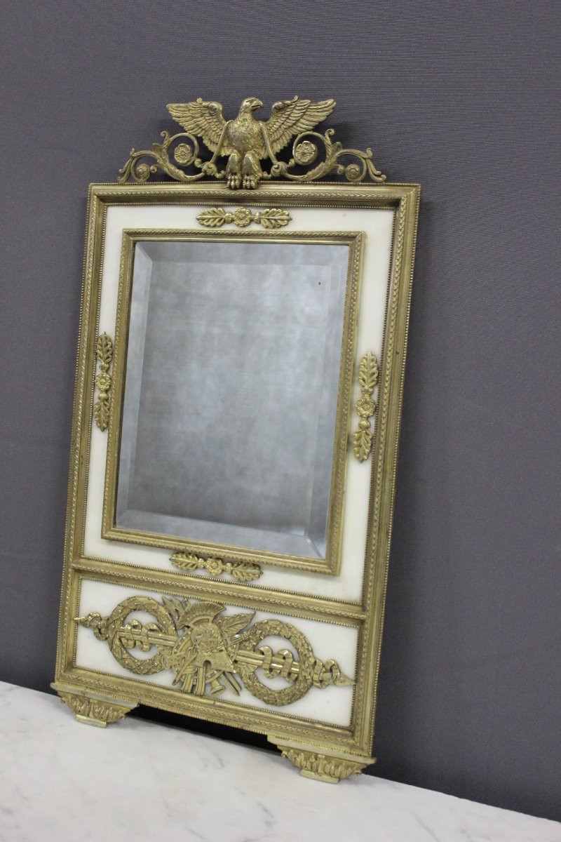 Miroir Empire en bronze et marbre début XIX-photo-5