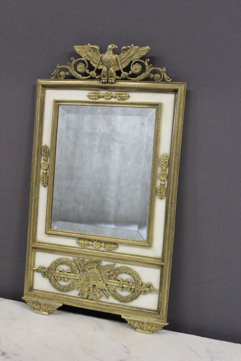 Miroir Empire en bronze et marbre début XIX-photo-6