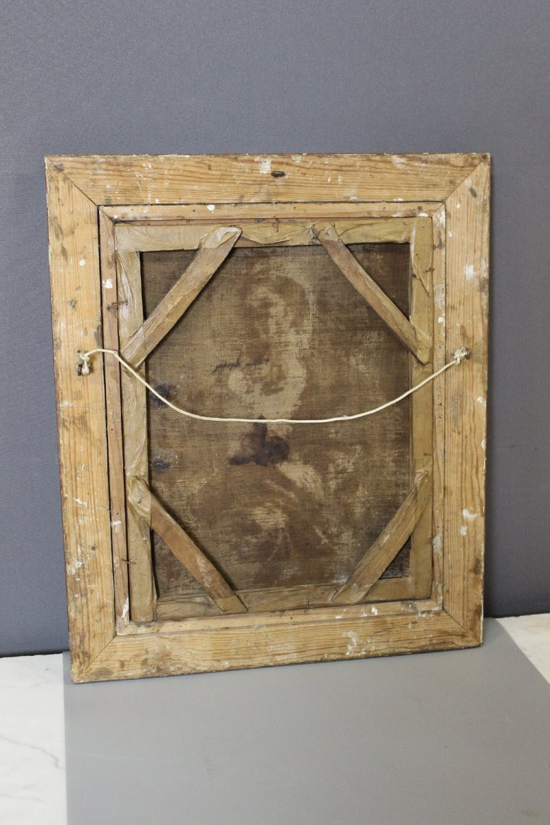 Huile sur toile " Sainte Catherine d'Alexandrie " fin du XVIII siècle -photo-5