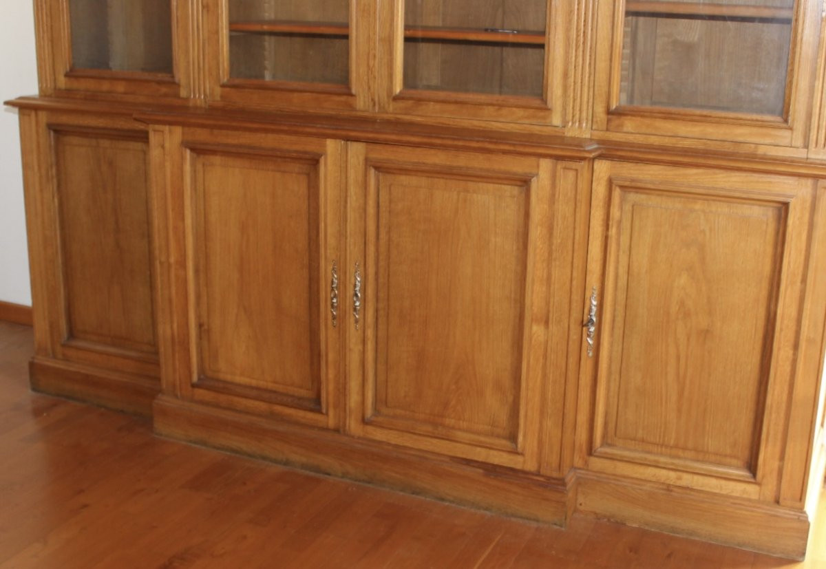 Bibliothèque en Chêne Clair à ressaut vers 1900-photo-4