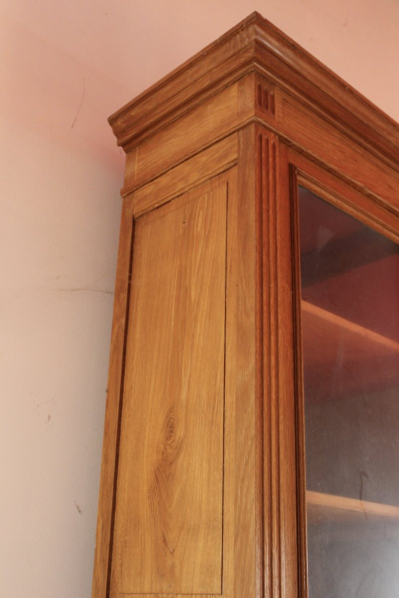 Bibliothèque en Chêne Clair à ressaut vers 1900-photo-2