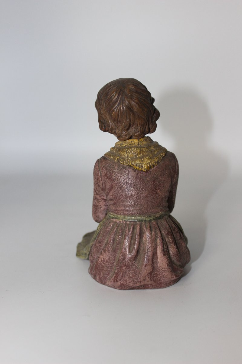Young Peasant Woman Seated In Terracotta By Bernard Bloch -photo-3