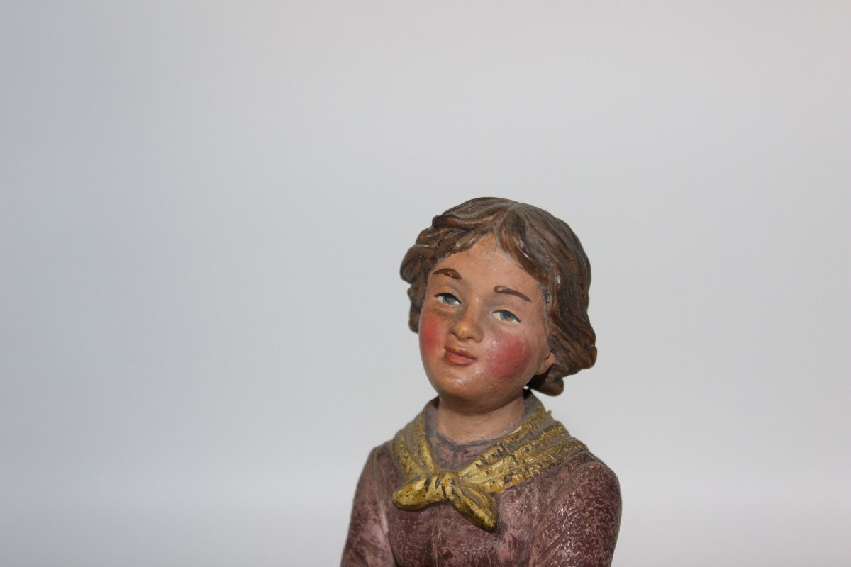 Young Peasant Woman Seated In Terracotta By Bernard Bloch -photo-1