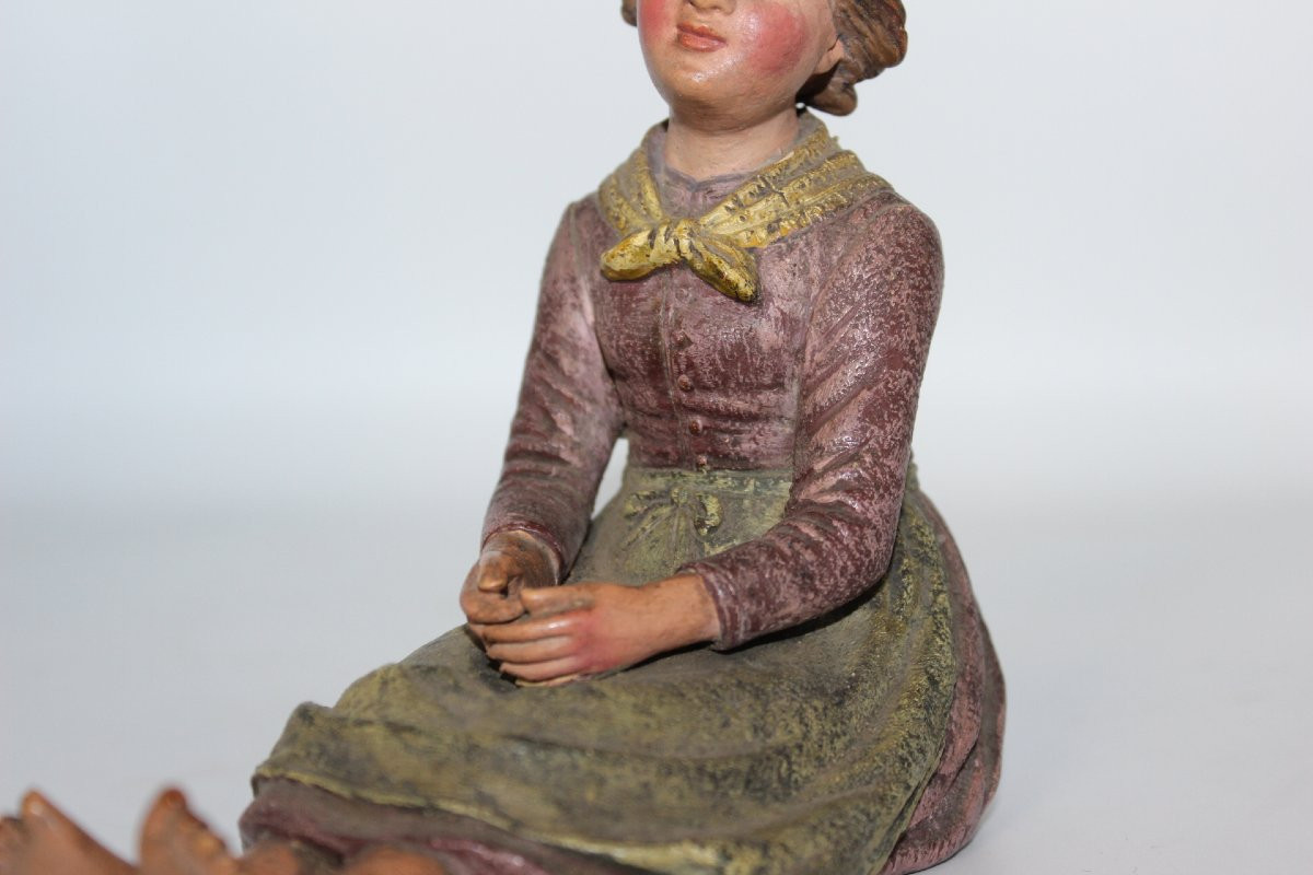 Young Peasant Woman Seated In Terracotta By Bernard Bloch -photo-2