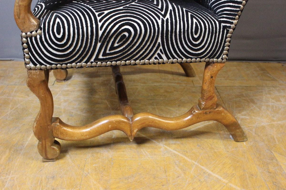 Fauteuil Louis XIV en noyer XVIII-photo-1
