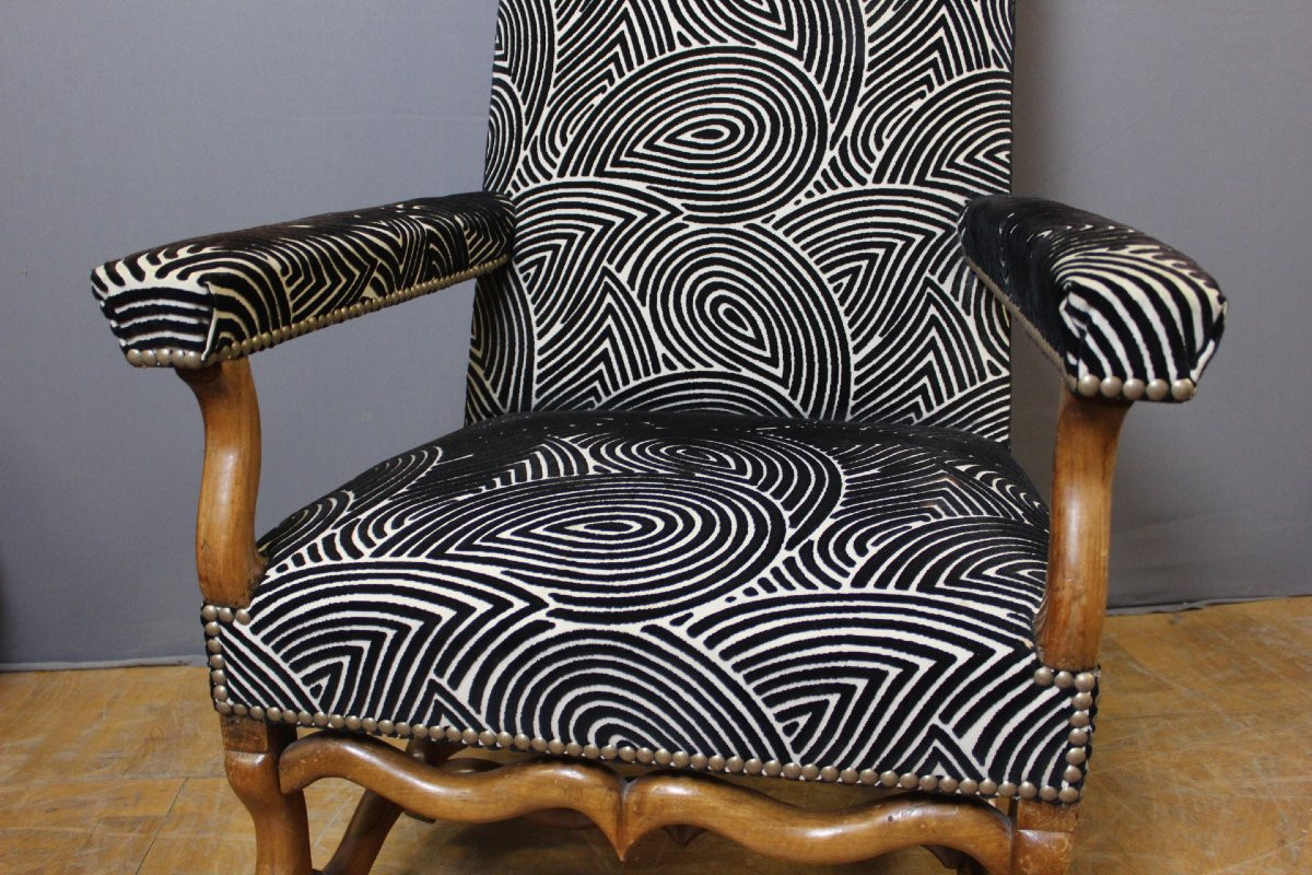 Fauteuil Louis XIV en noyer XVIII-photo-5