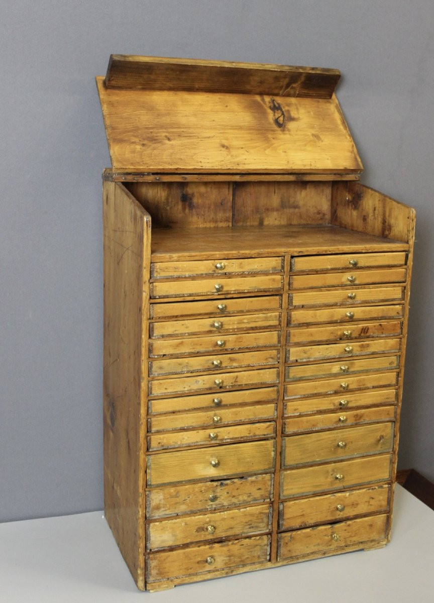Chest Of Drawers, Watchmaker's Layette In Fir-photo-3