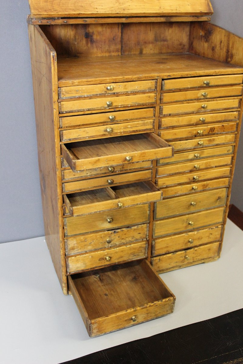 Chest Of Drawers, Watchmaker's Layette In Fir-photo-4