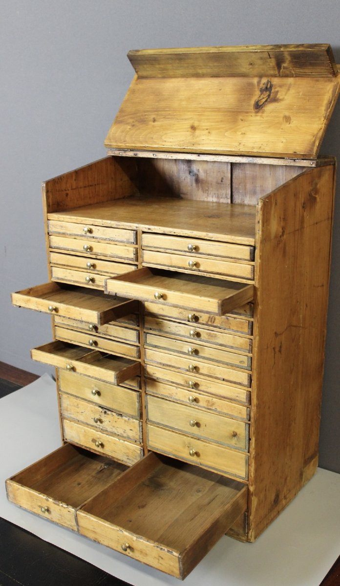Chest Of Drawers, Watchmaker's Layette In Fir-photo-3