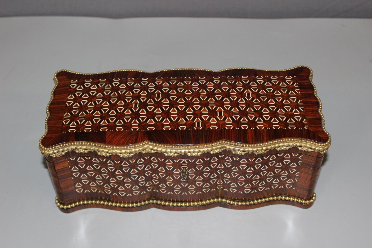 Coffret Napoléon III en palissandre et bronze vers 1880-photo-2