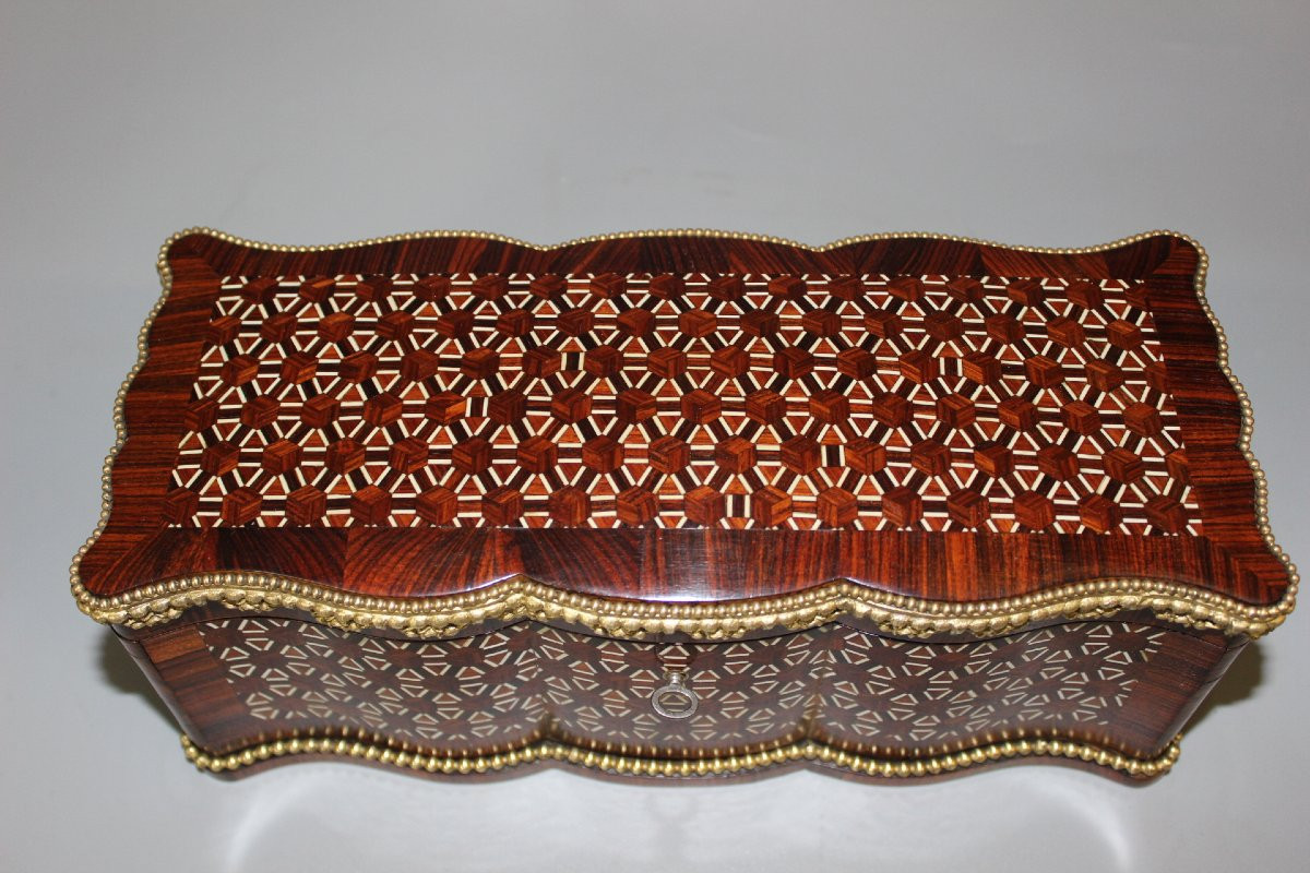 Coffret Napoléon III en palissandre et bronze vers 1880-photo-3