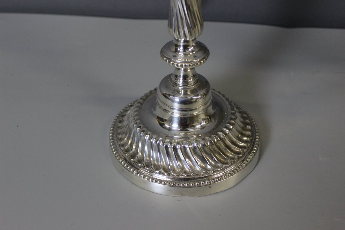 Pair Of Silvered Bronze Lamps Circa 1830-photo-2
