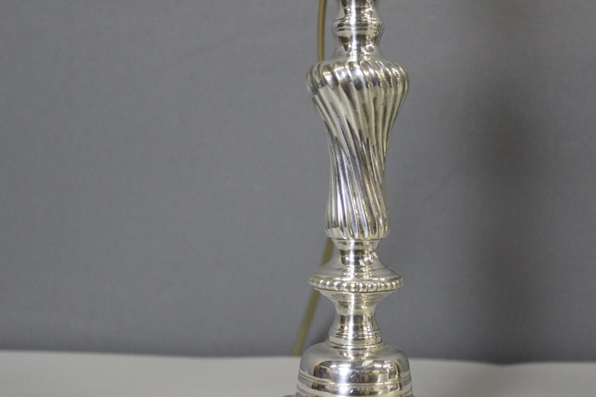 Pair Of Silvered Bronze Lamps Circa 1830-photo-1