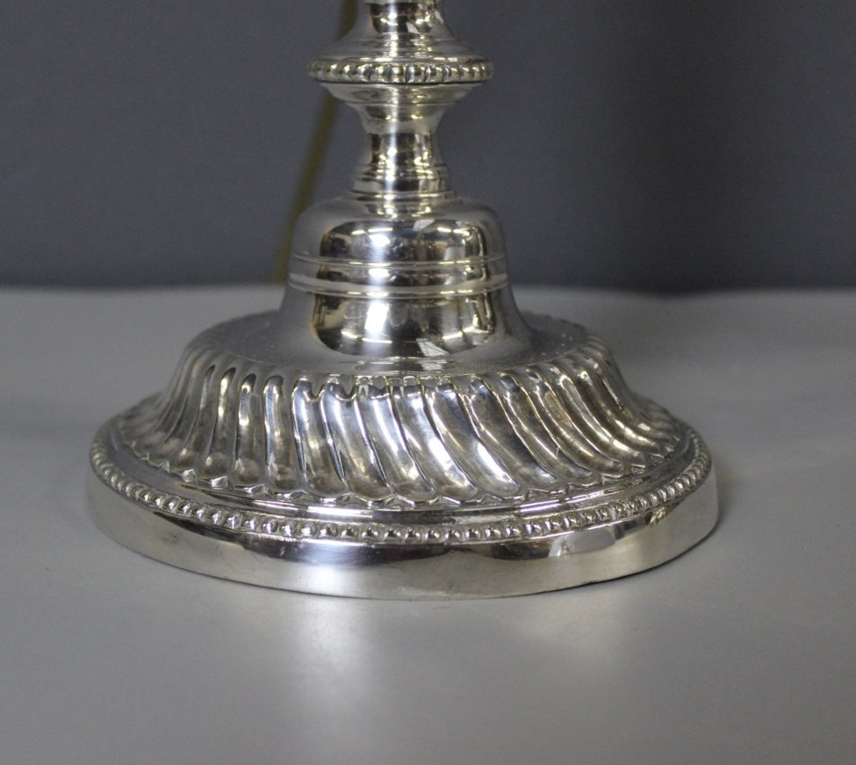 Pair Of Silvered Bronze Lamps Circa 1830-photo-2