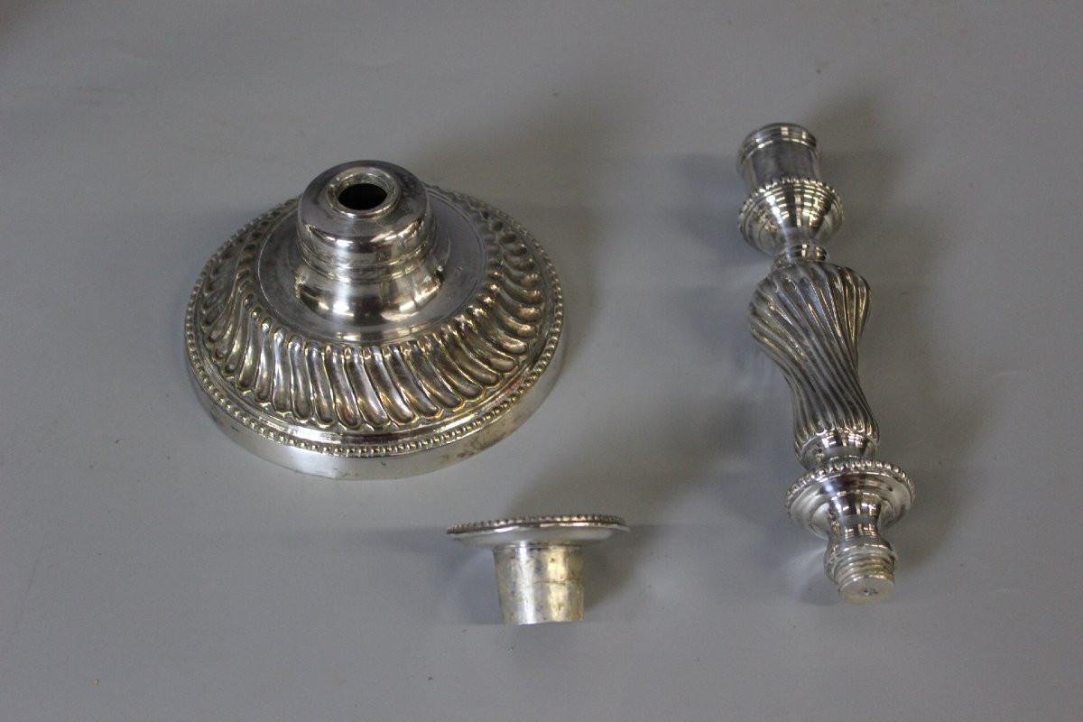 Pair Of Silvered Bronze Lamps Circa 1830-photo-7