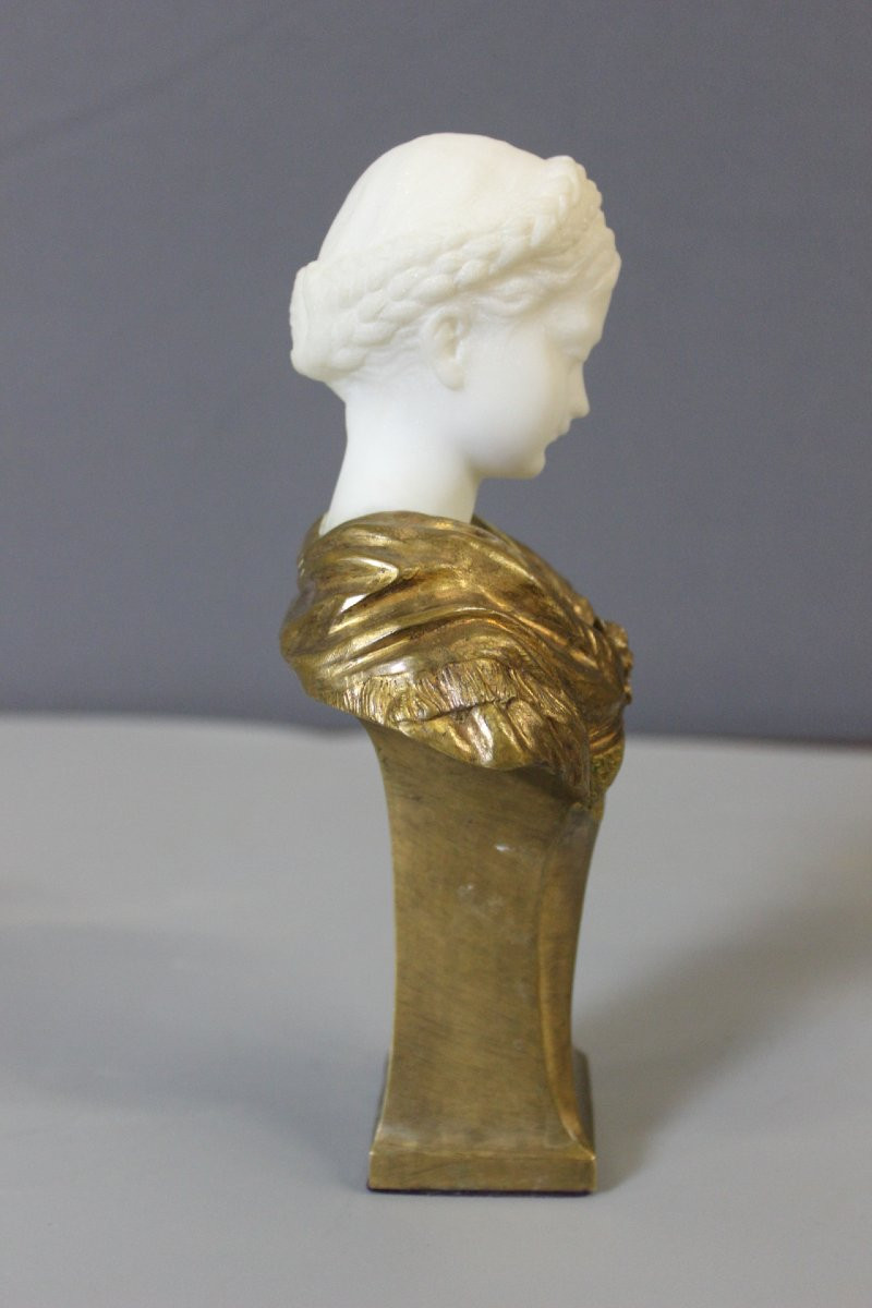 Bust Of A Young Woman In Bronze And Marble By Vordormayer-photo-2