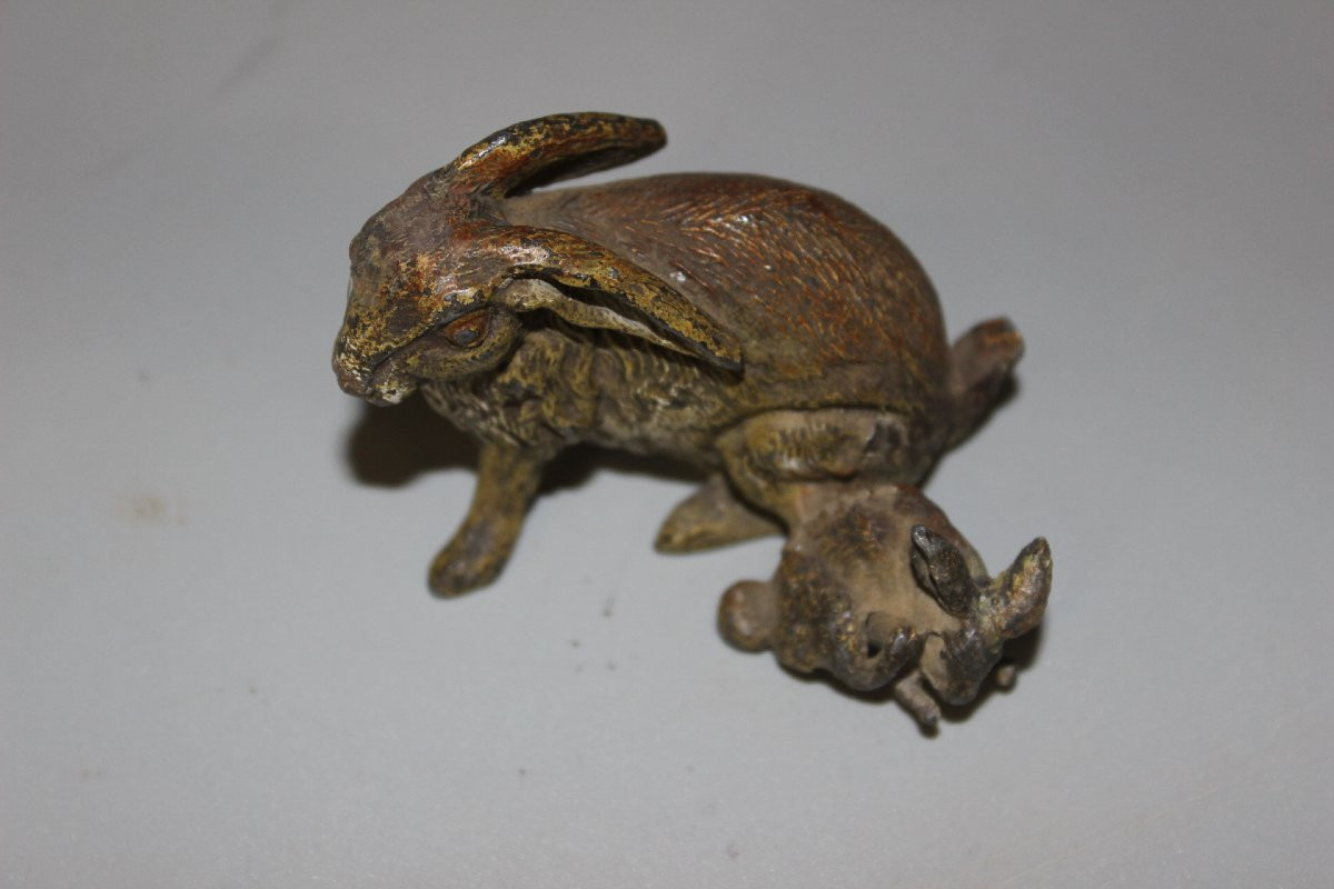 Régule de Vienne figurant un lapin vers 1900-photo-2