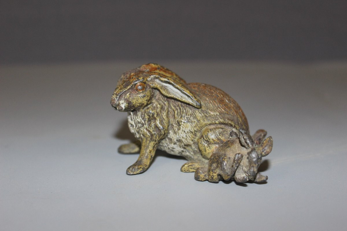 Régule de Vienne figurant un lapin vers 1900-photo-3