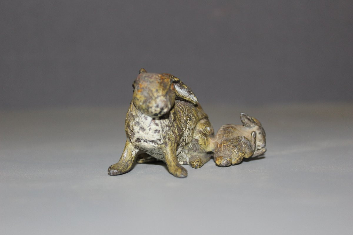 Régule de Vienne figurant un lapin vers 1900-photo-4