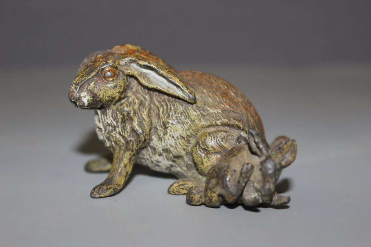 Régule de Vienne figurant un lapin vers 1900-photo-7