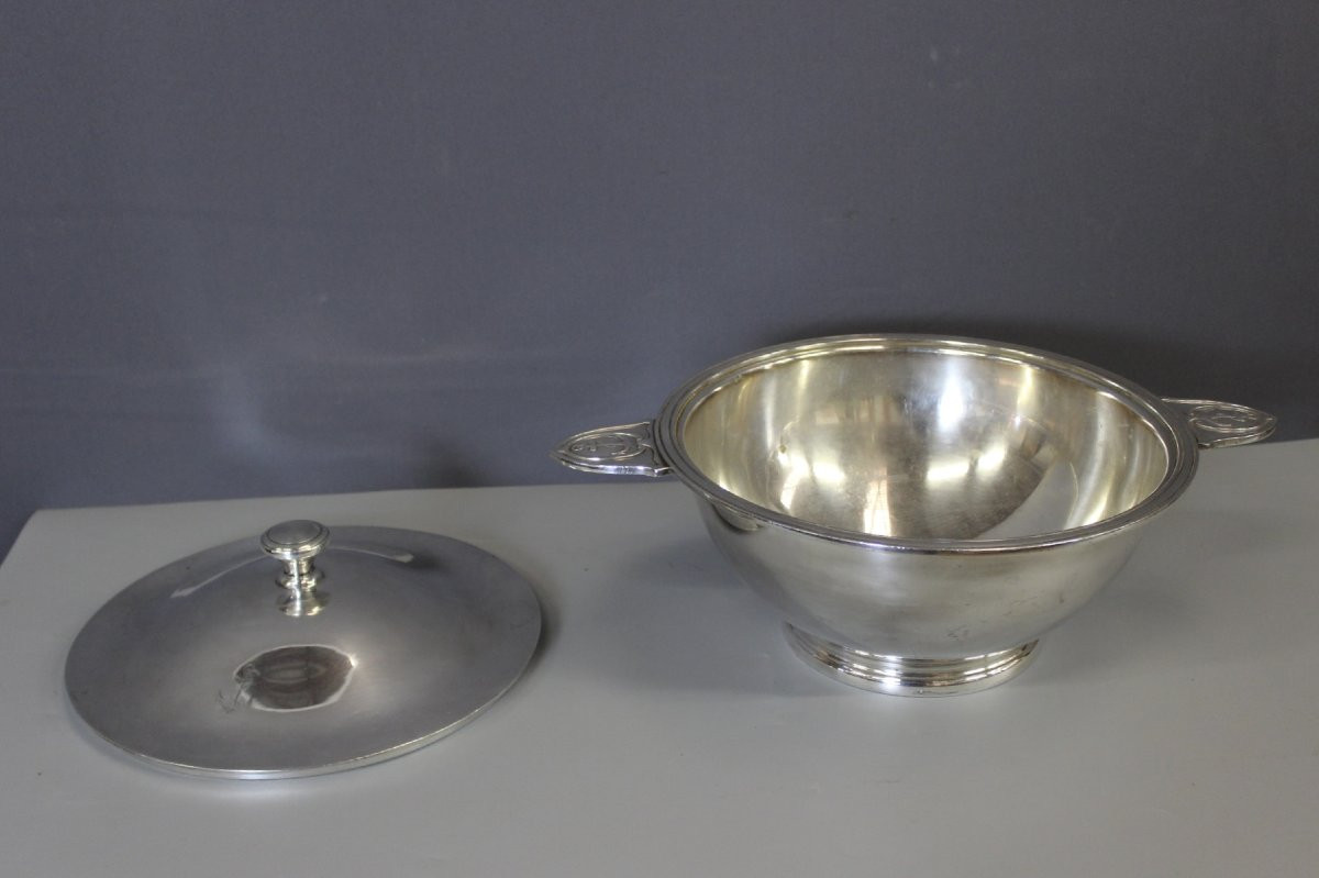 Soupière en Métal Argenté à l'Ancre Marine -photo-3