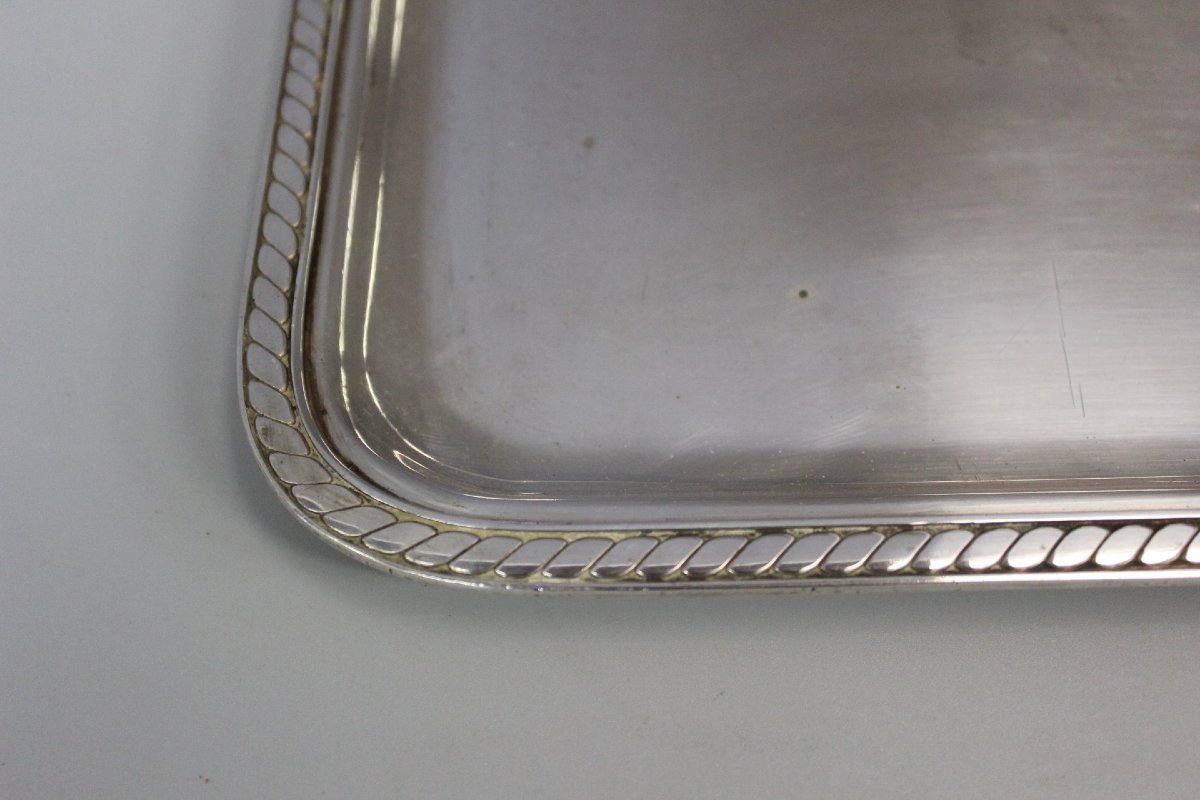 Plateau de Service en Métal Argenté à l'Ancre Marine -photo-2