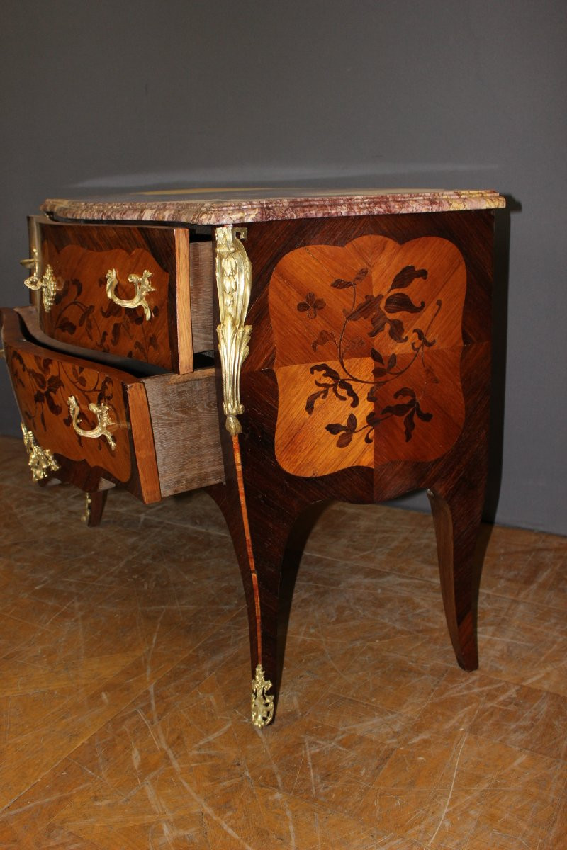 Louis XV Style Marquetry Chest Of Drawers, Circa 1930-photo-5