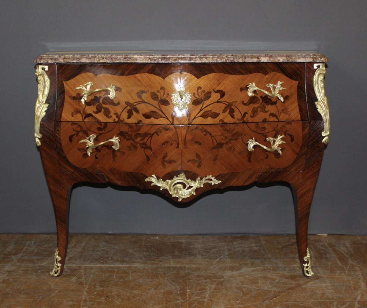 Louis XV Style Marquetry Chest Of Drawers, Circa 1930-photo-7