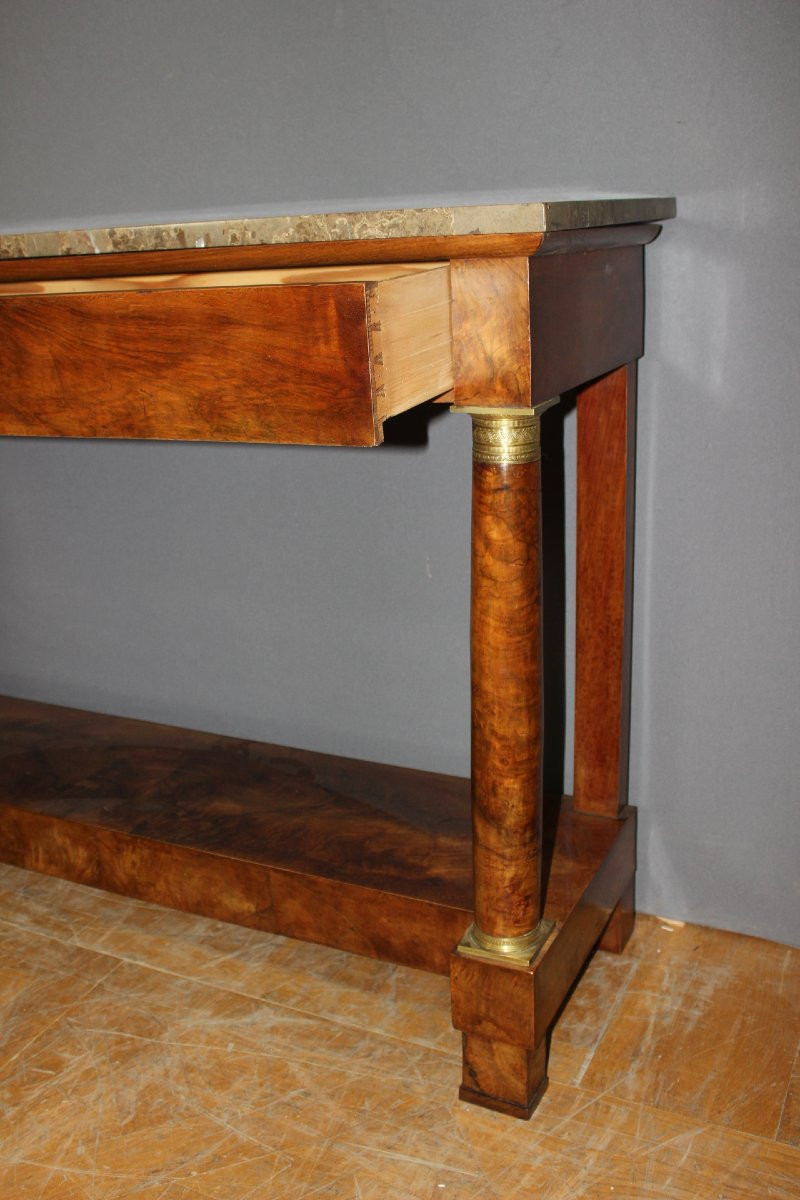 Empire Style Walnut Console Table, 19th Century-photo-4