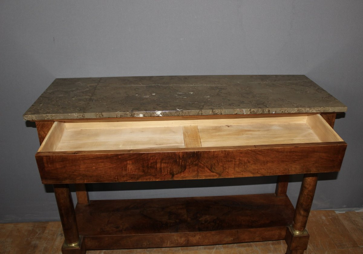 Empire Style Walnut Console Table, 19th Century-photo-1