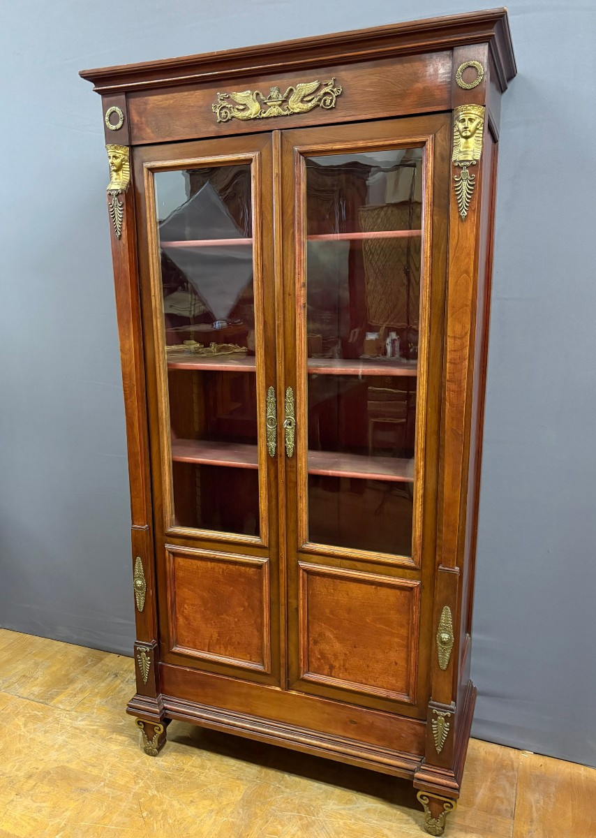 Small Empire-style Walnut Bookcase, Circa 1930