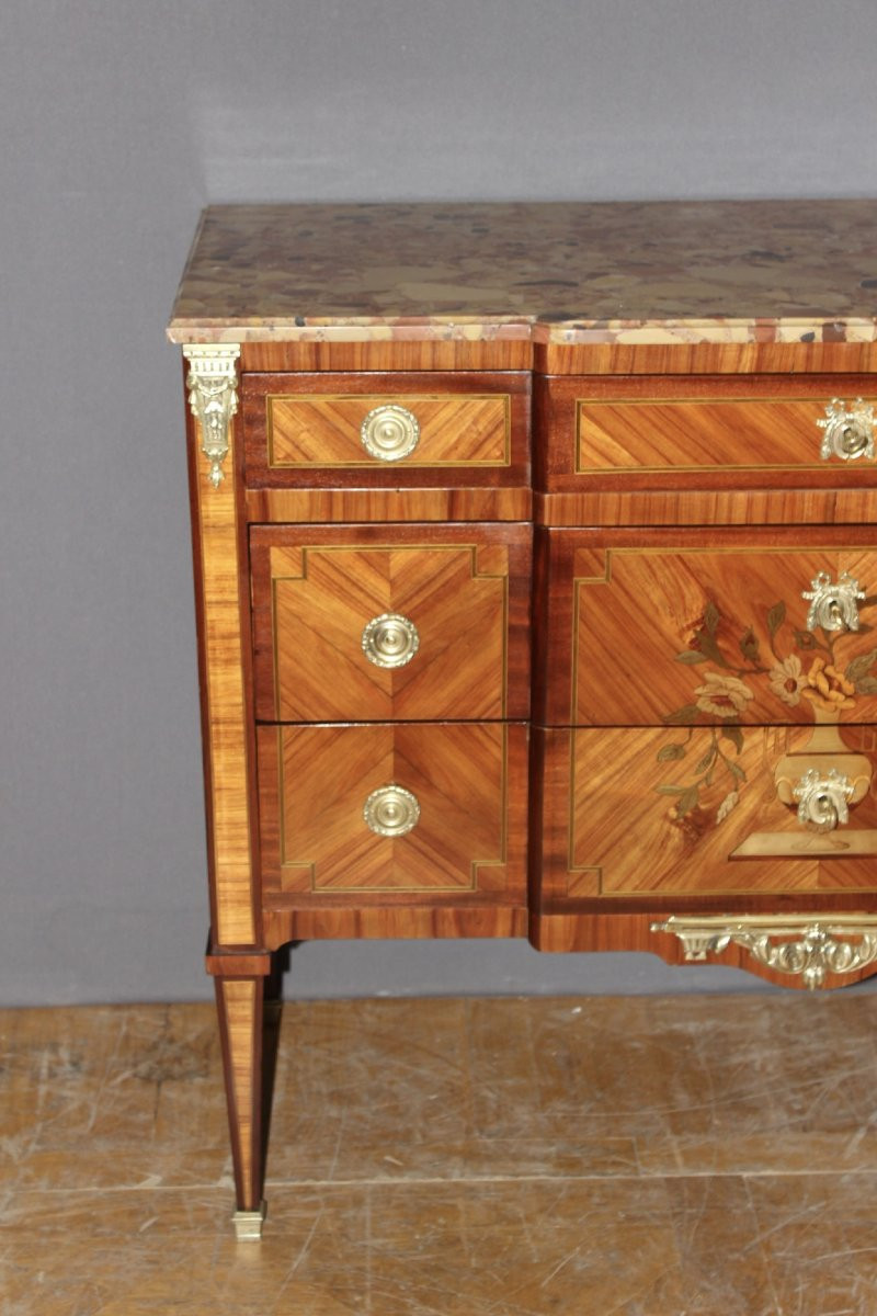 Commode de style Louis XVI en marqueterie vers 1940-photo-2